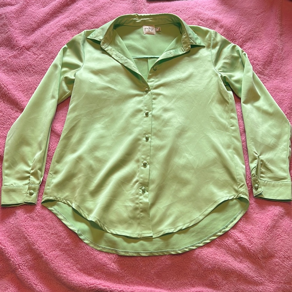 Oh Polly Bright Green Button Down Collar Shirt